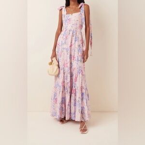 LoveShackFancy Burrows Floral Maxi Dress Pink